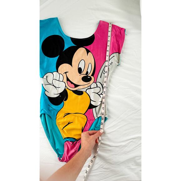 Vintage 90s Disney Mickey Mouse Blue Pink Exercise Jazzercise Leotard One Piece - Picture 11 of 15